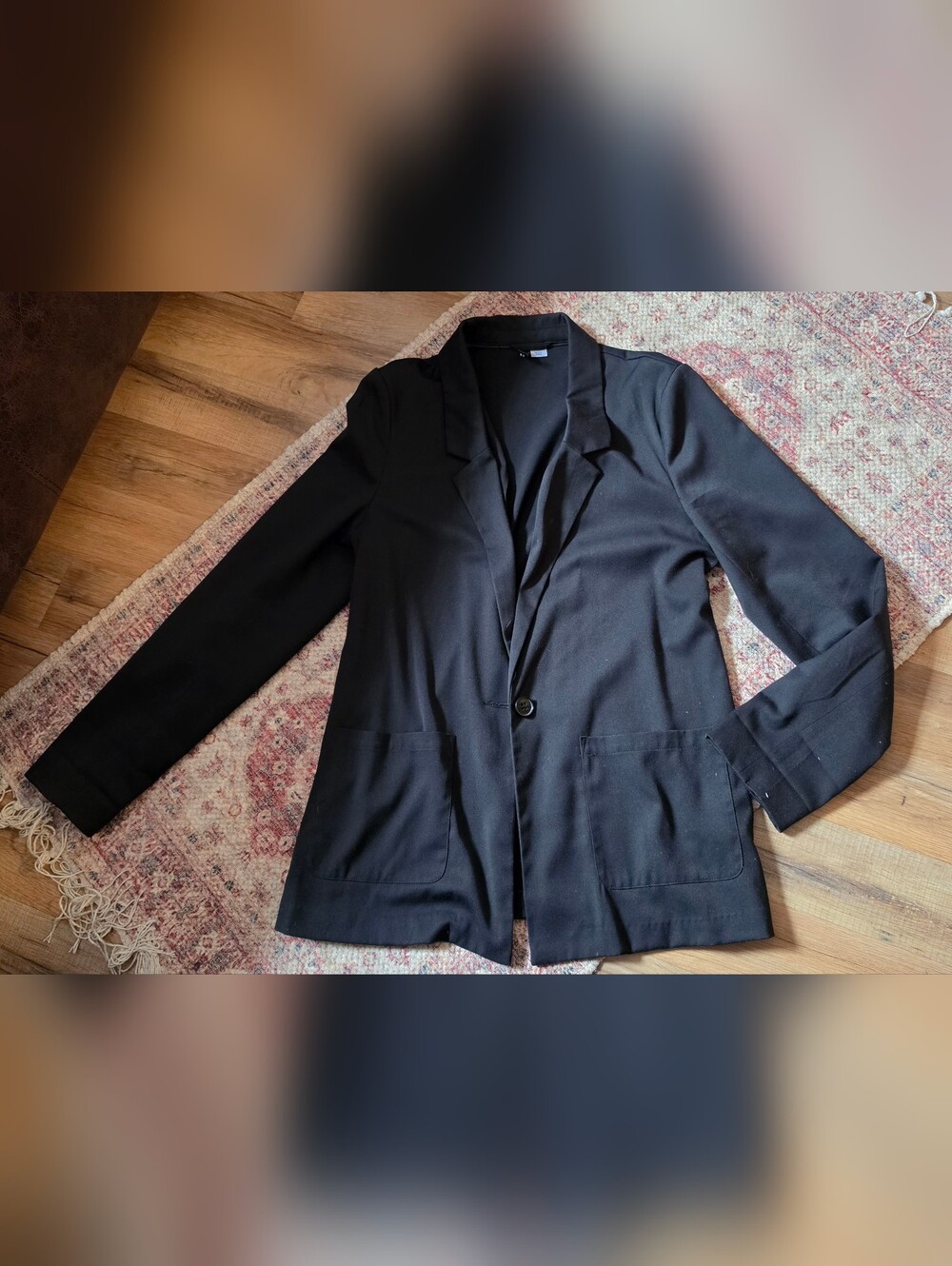 Women's Black Single-Button Blazer Jacket